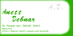 anett debnar business card