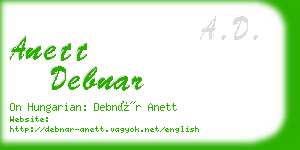 anett debnar business card